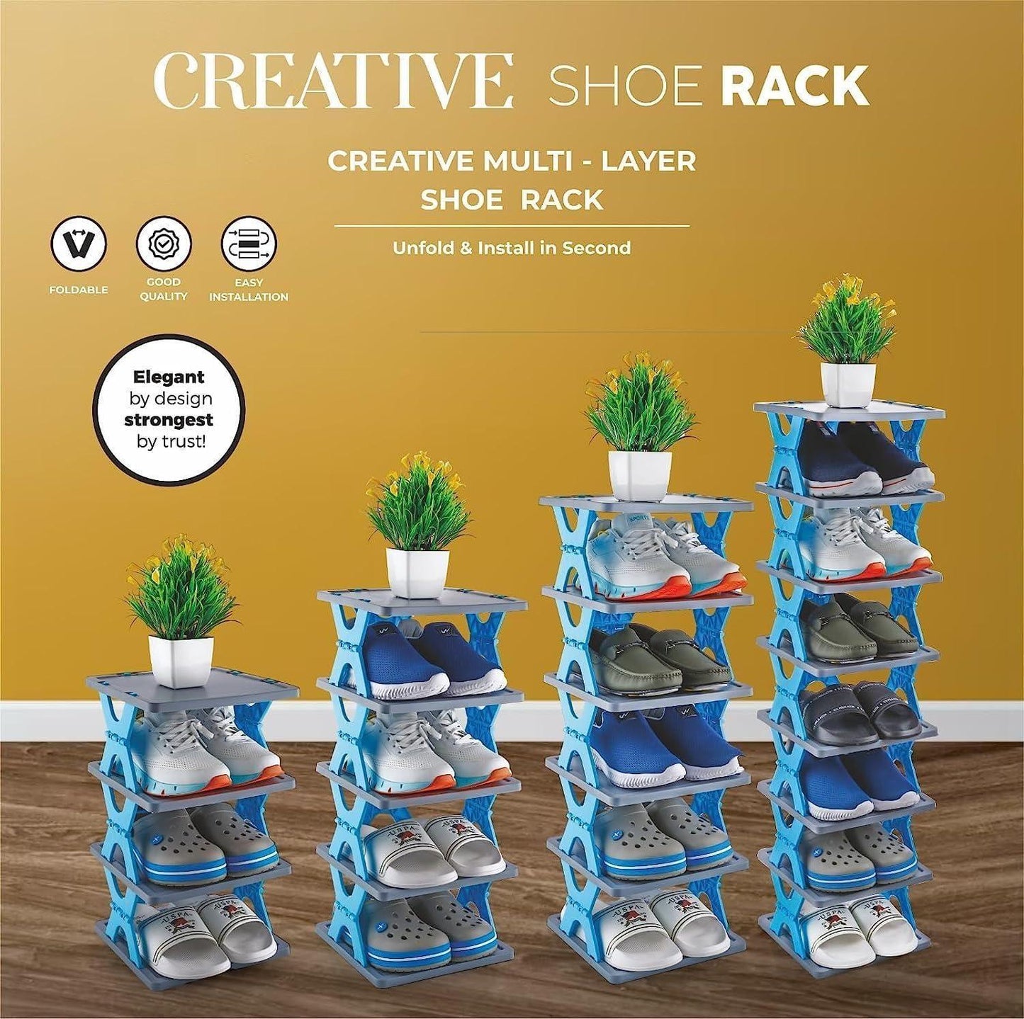 6 Layer Foldable Shoe Rack (Adjustable/Collapsible)